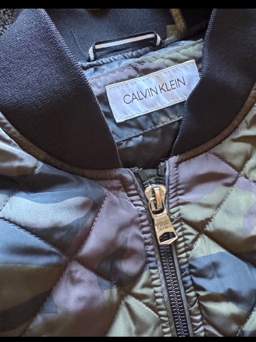 Calvin Klein Men's Camo Quilted Bomber Jacket - Green/Black/Brown